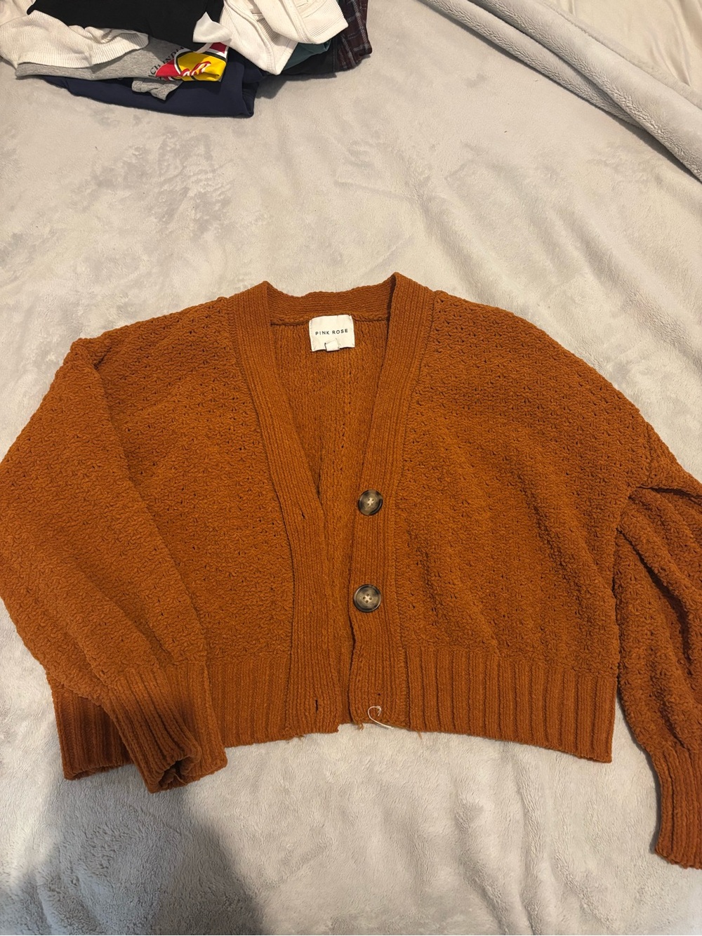 Orange Copper Women's Rust Knit Button-Front Cardigan Sweater